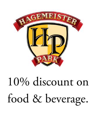 10 percent discount on food and beverage at Hagemeister Park