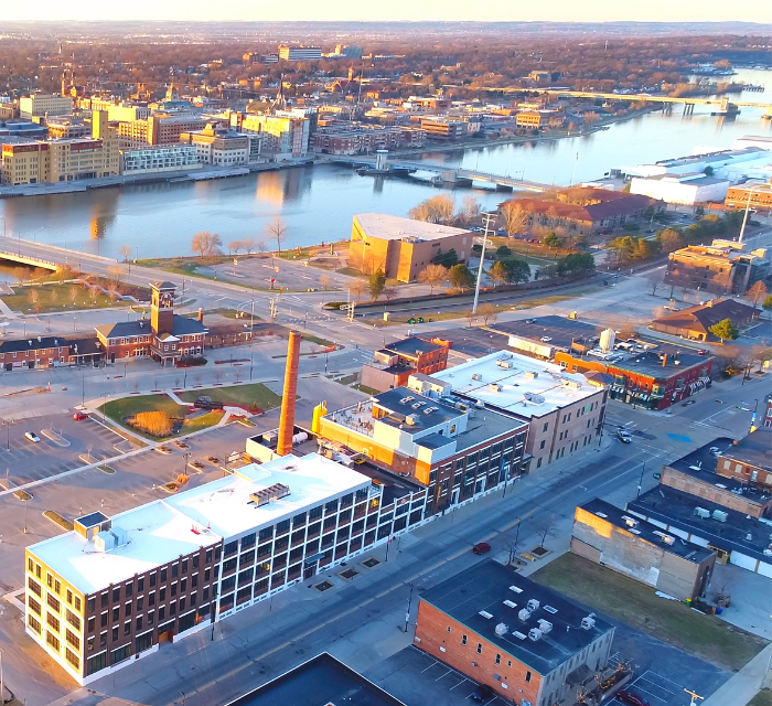 Green Bay railyard district aerial view