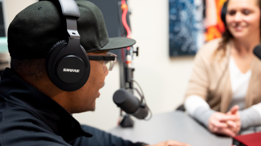 Startup Hub Podcast Studio headphones